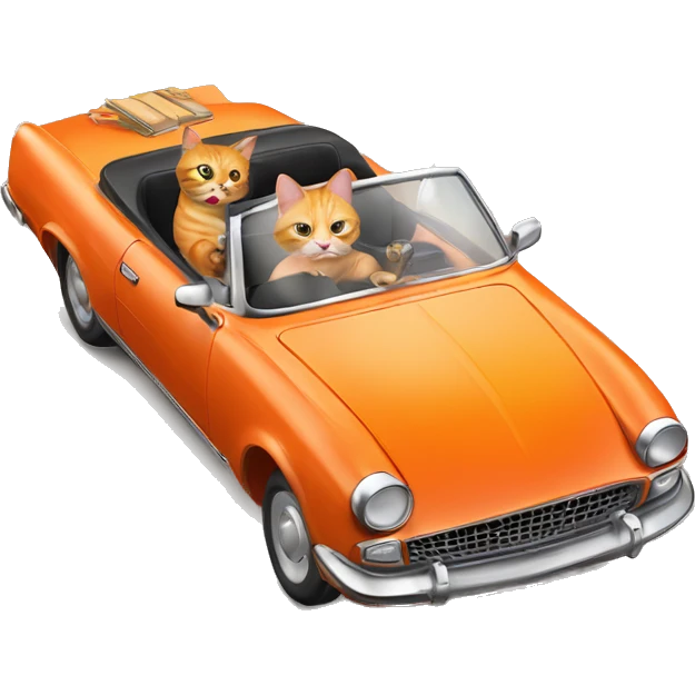 orange cat driving a red convertible sports car while smoking a cigar emoji