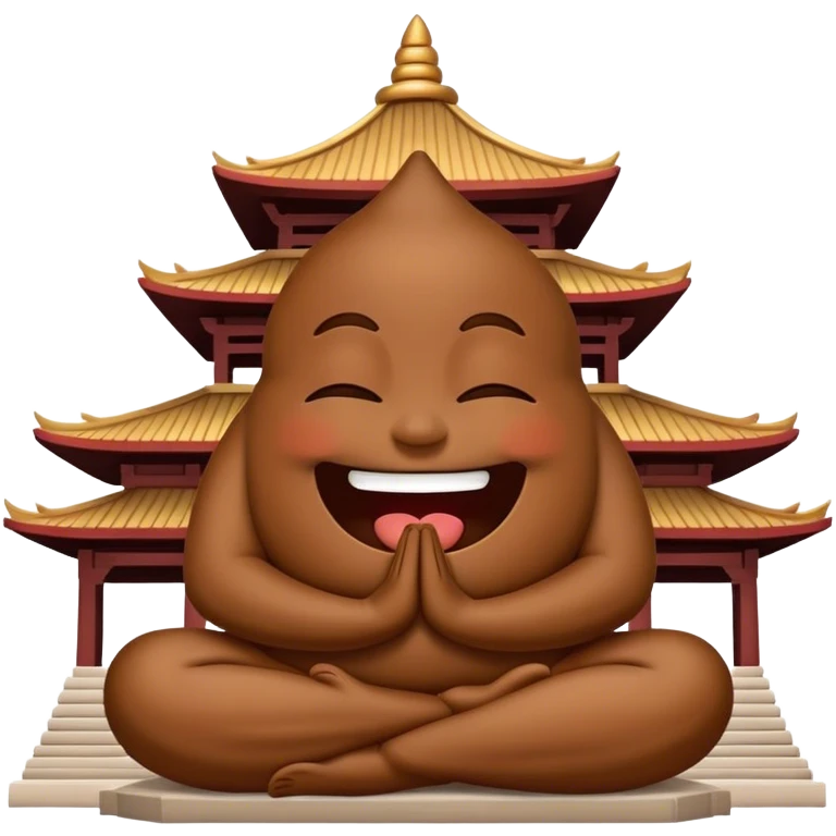 meditating laughing poop emoji at temple emoji