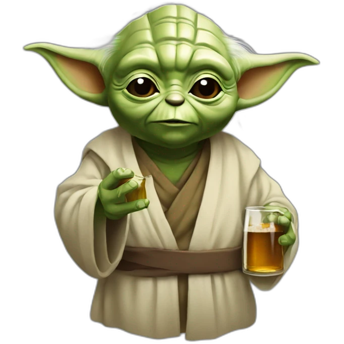 Yoda bois une bière emoji