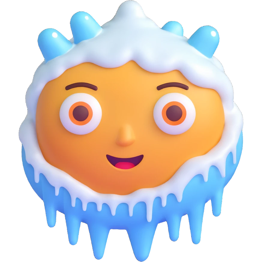 face divided down the middle, one side frosty with icicles, other side flushed and steaming, merging cold and hot emoji expressions emoji