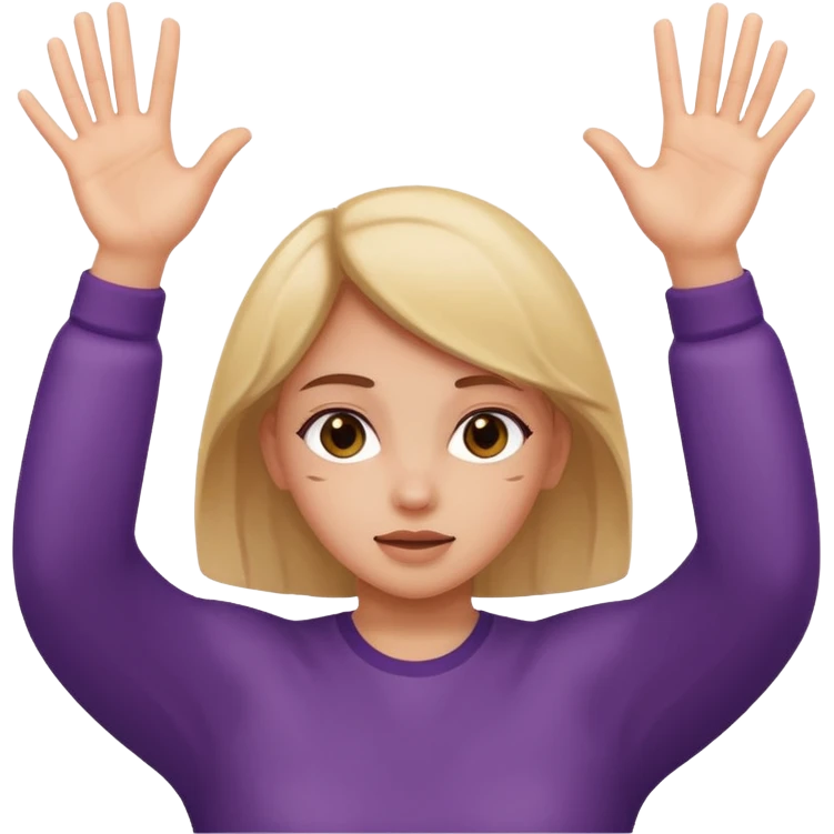 Girl with her hands up innocently emoji