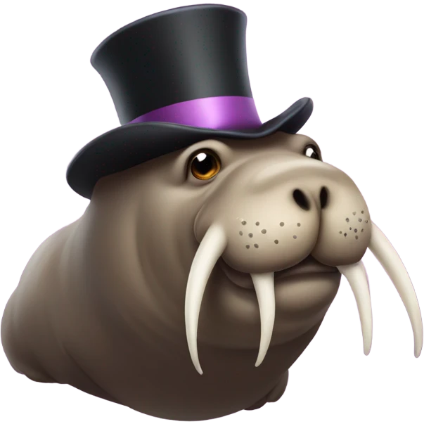A magical walrus with a tophat emoji