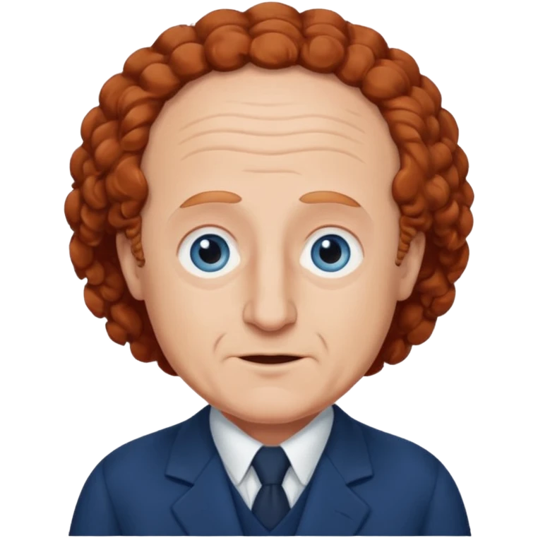 Larry Fine from the Three Stooges with blue eyes, reddish- brown hair, navy blue outfit emoji