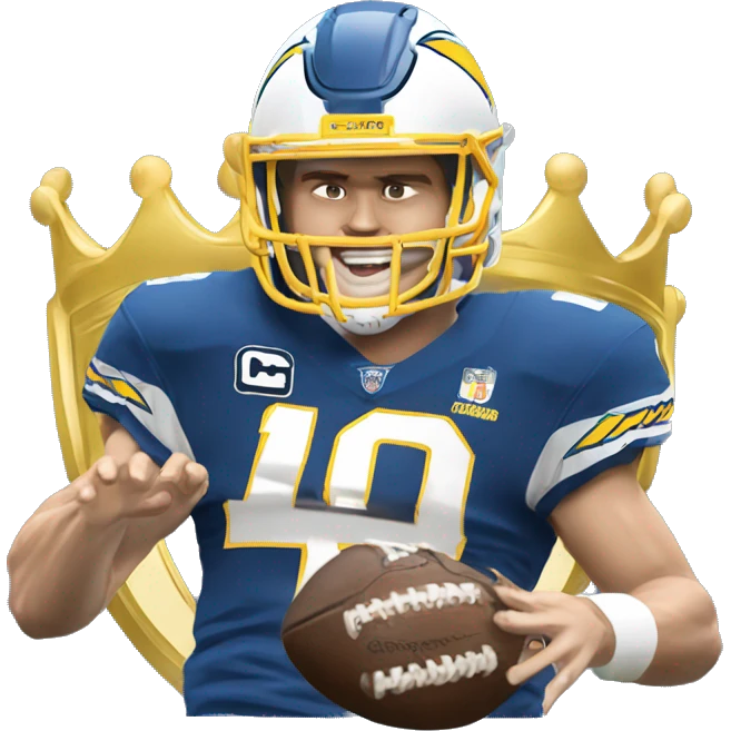 los angeles chargers quarterback justin herbert champion with a crown   emoji