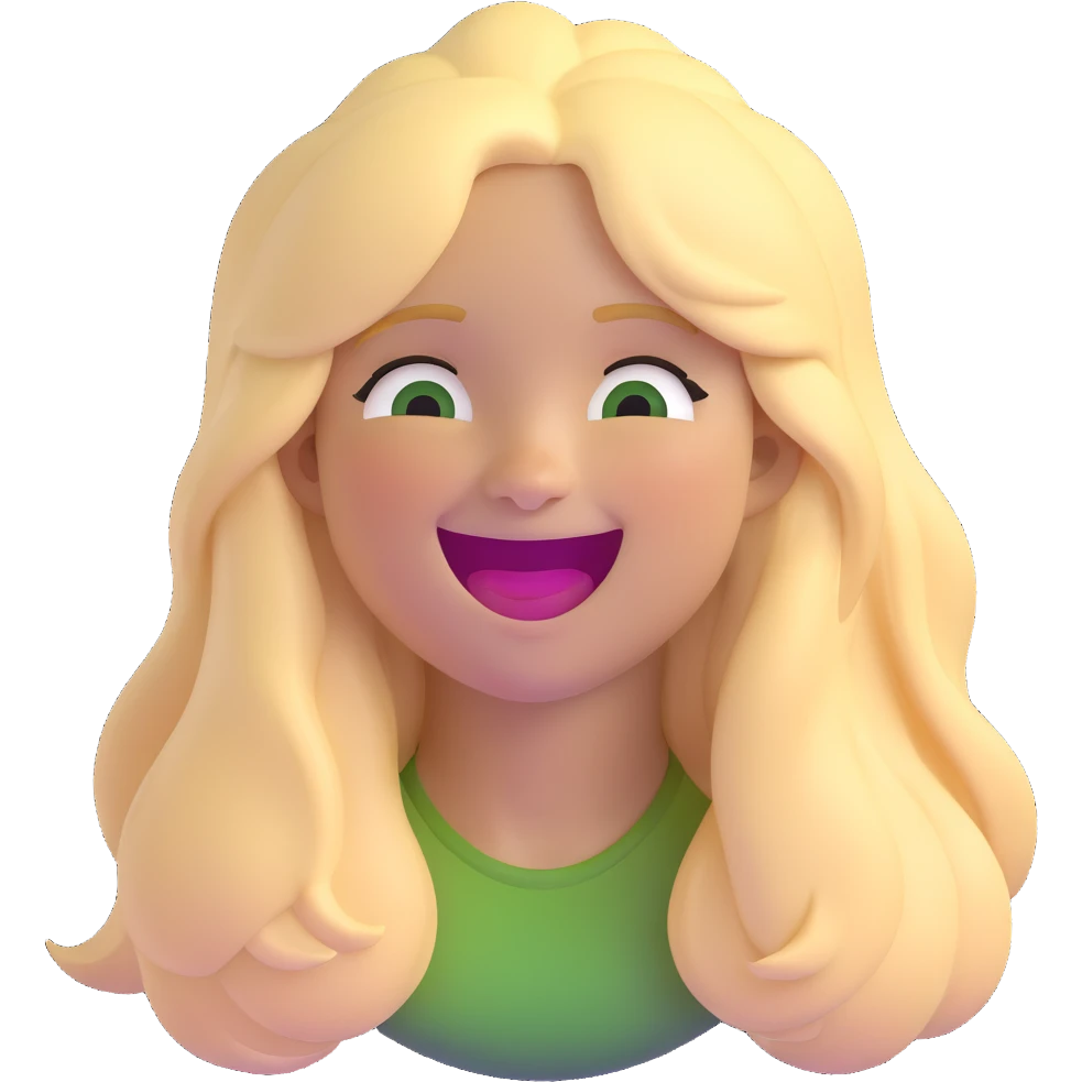 long-haired blonde with swamp eyes, laughing emoji