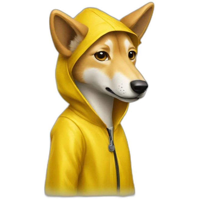 A dingo in a yellow raincoat emoji