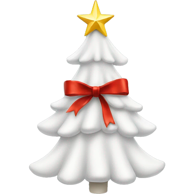 aesthetic white christmas tree with a star and red bow emoji
