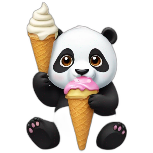Panda eating ice cream emoji