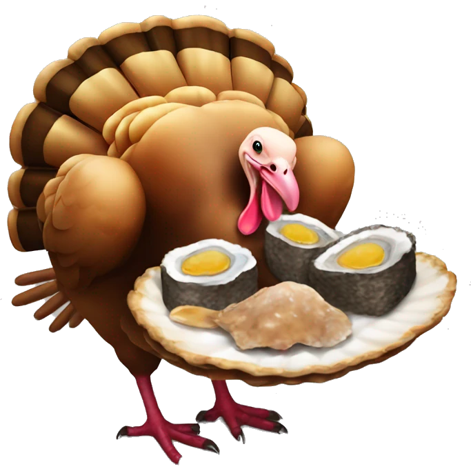 Turkey with Burnt black bread and oysters emoji