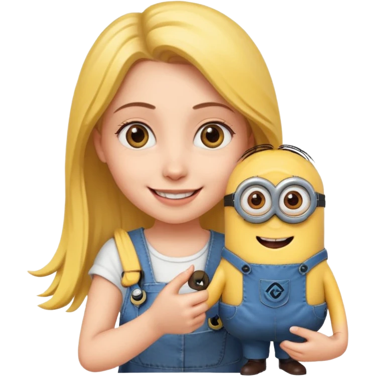 Young White girl holding minions hand emoji