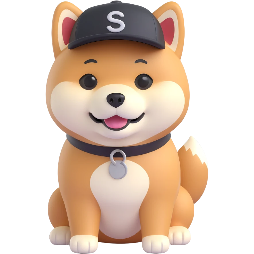 Shiba Inu in a black cap emoji