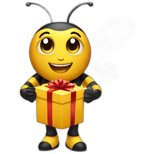 Bee with a gift box on his hands  emoji