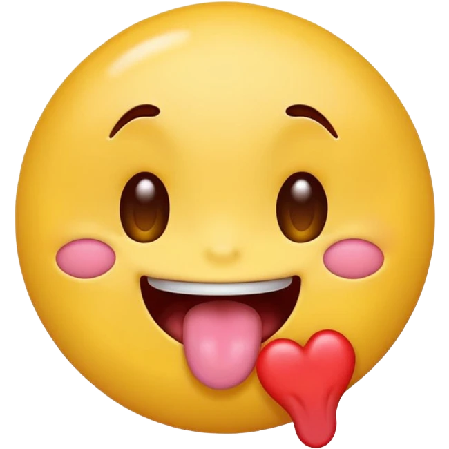a classic yellow circle emoji with a tongue sticking out and drool dripping feom the mouth with heart eyes emoji