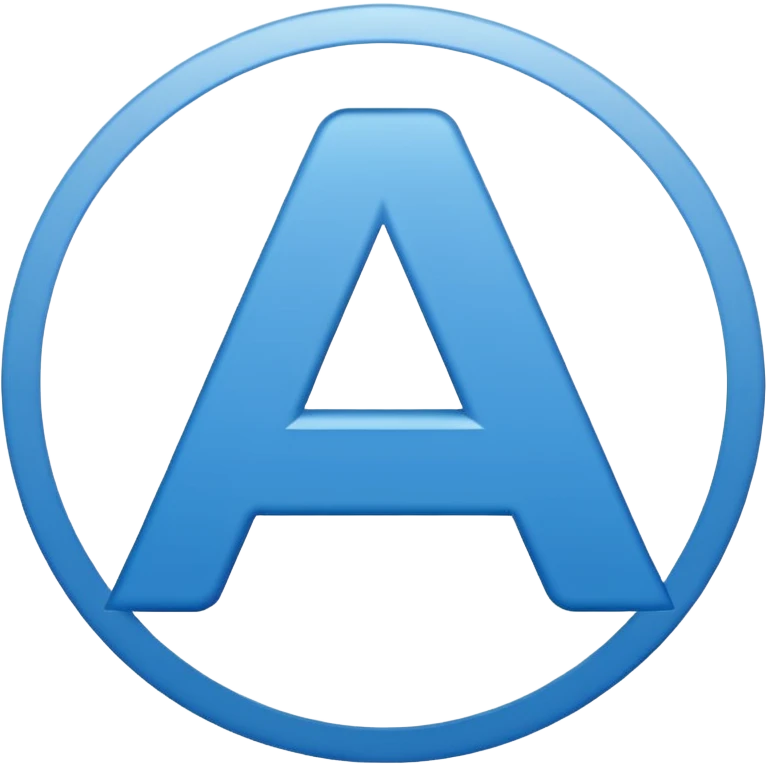 The image is a blue icon with the letter "A" in the center. The letter is in a bold, sans-serif font and is slightly tilted to the right. Below the letter, there is a smaller text that reads "10.9". The background is white and the icon is simple and minimalistic. emoji