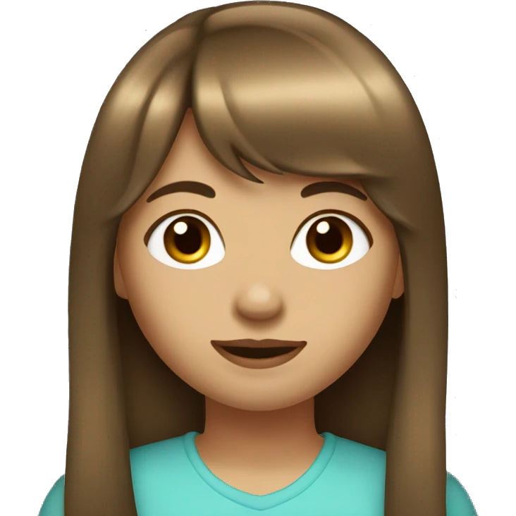 Girl with long brown hair and bangs  emoji