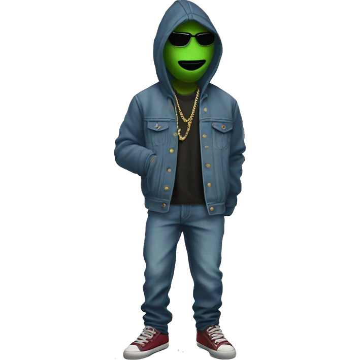 salvia leaf that is a rapper and has gangster clothes the salvia leaf has a face and baggy jeans emoji