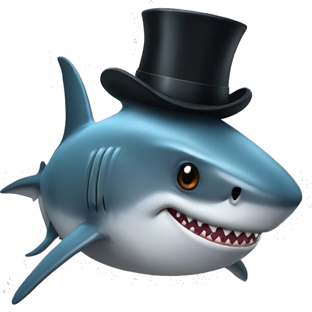 shark with tophat emoji