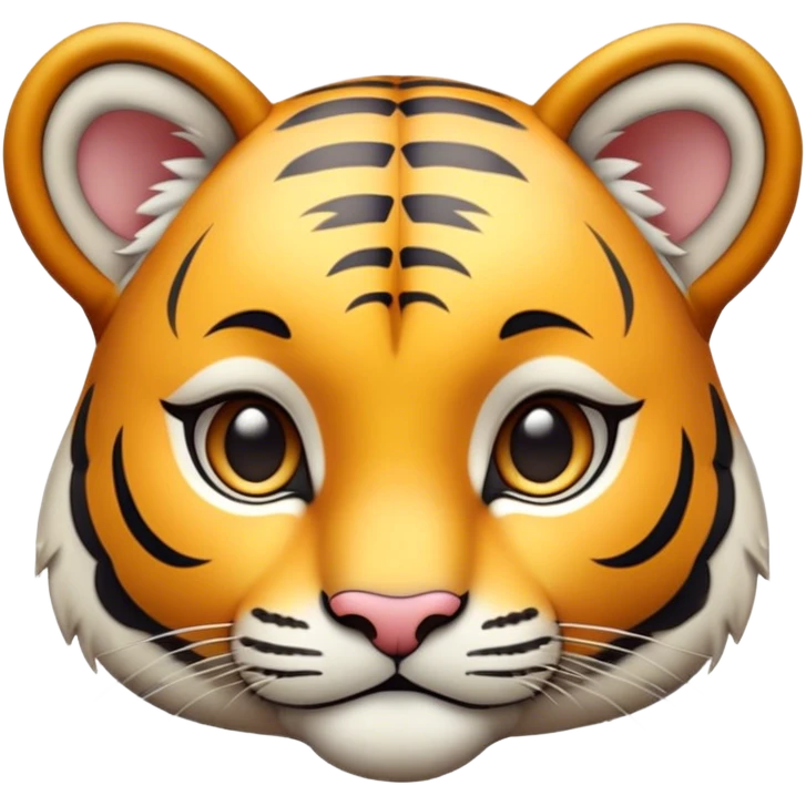 Cinematic Noble Tiger Cub Portrait Emoji, Poised with a hint of regal innocence, featuring a compact, soft build adorned with delicate stripes and large, expressive eyes, Simplified yet sharp and sophisticated features, highly detailed, glowing with a gentle, wild luminescence, high shine, intelligent and endearing, stylized with an air of youthful authority, focused and attentive, soft glowing outline, capturing the essence of a tiny jungle guardian that appears ready to pounce out of the screen with effortless charm! emoji
