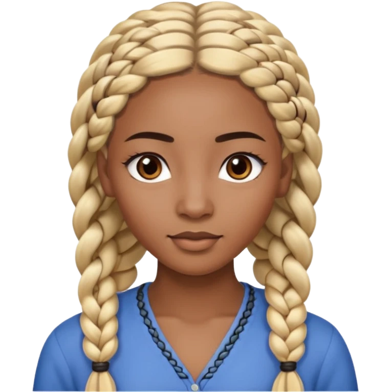 kenyan woman with long, black, braided hair in rows, brown eyes, pretty, round face, blond at tips of hair emoji