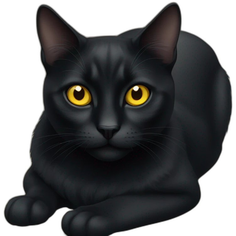 a completely black cat with yellow eyes emoji