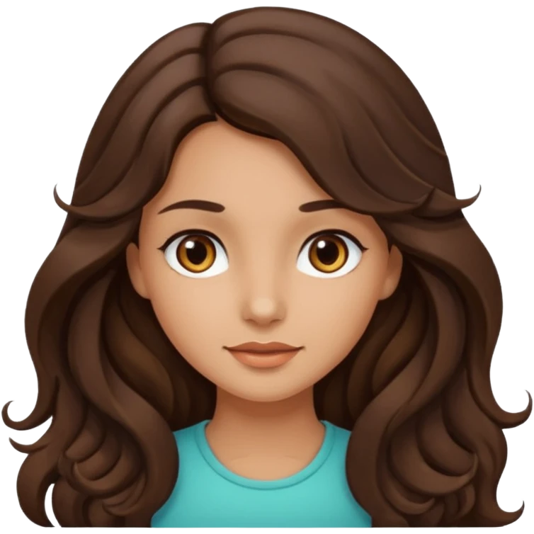 Make me a brunette girl, with brown (dark) eyes and long, wavy hair emoji