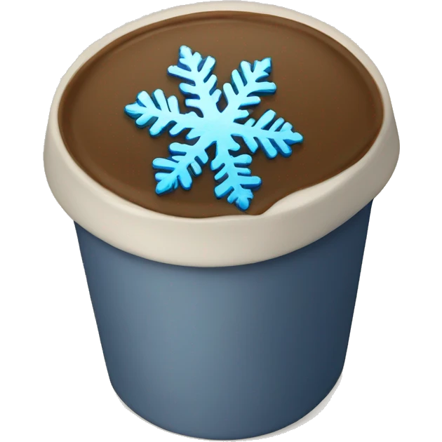 A cap of coffee  with a blue snowflake emoji