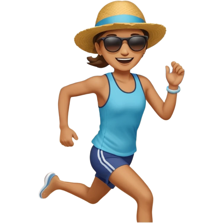 一个人在海边吹着海风很开心的在跑步 emoji
