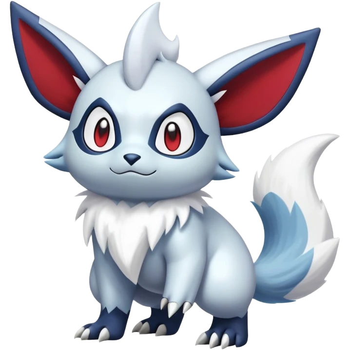 Shiny White Furry Snowy Ice-type Absol-Minccino-Zangoose-Hybrid (Full body) emoji