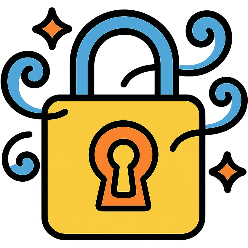 Enchanted lock with magic swirls and glowing keyhole emoji