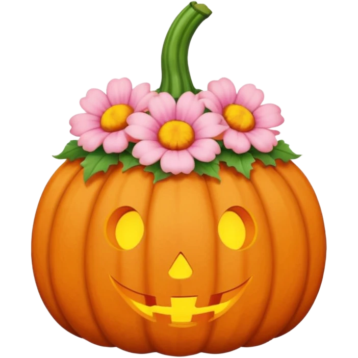 pastel pink orange halloween  flower pumpkin choker emoji