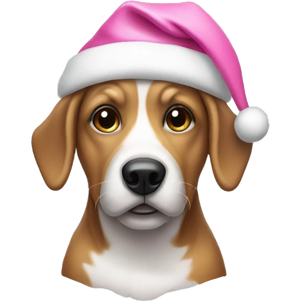 Dog wearing pink Santa hat emoji