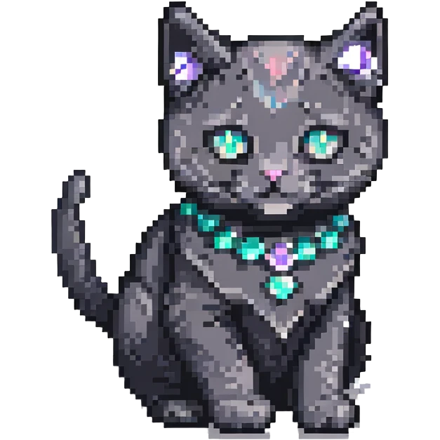 gem cat in pixel art style emoji