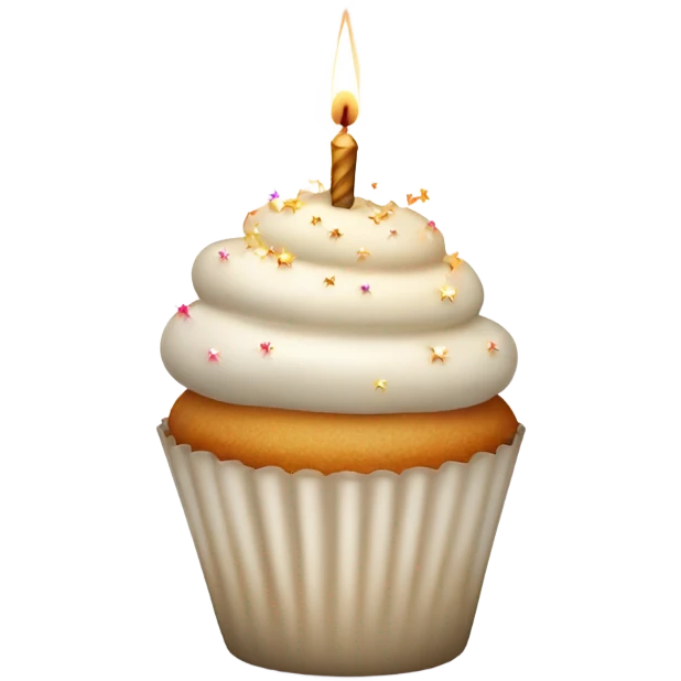 Total White beige cupcake with sparkler candles emoji