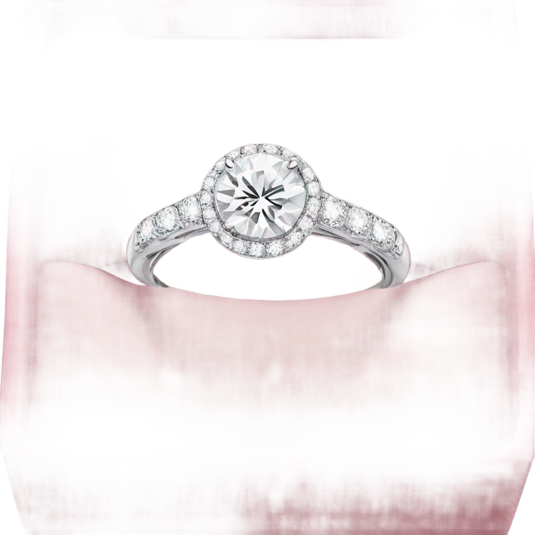 luxury all white diamond ring inside light pink elegance box emoji