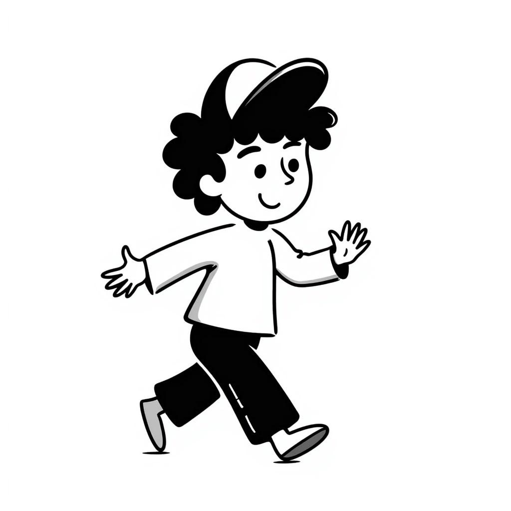 Simple sketch of a boy with a baseball cap emoji
