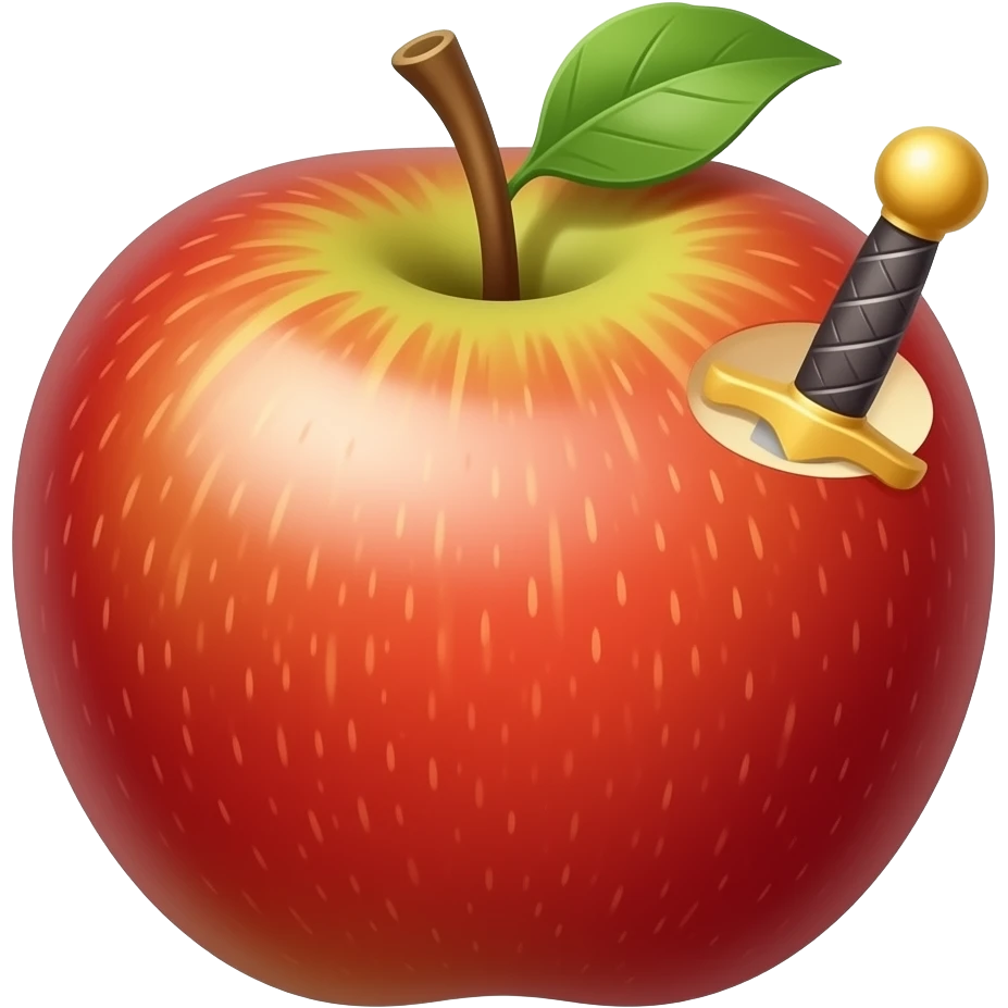 apple with an sword poking into it emoji