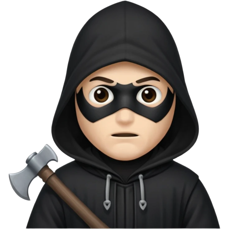 an executioner with a black hood on his face so we can't see his face but only his eyes and an axe in his hand emoji