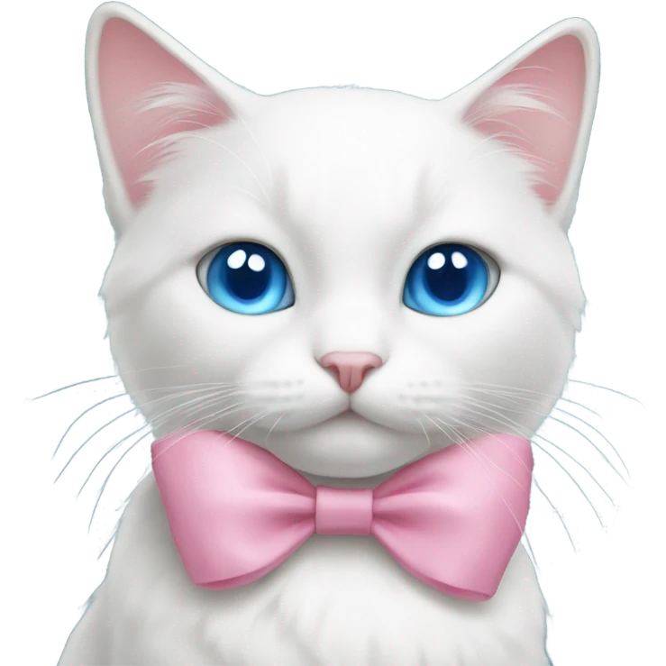 White cat with blue eyes and pink bow  emoji