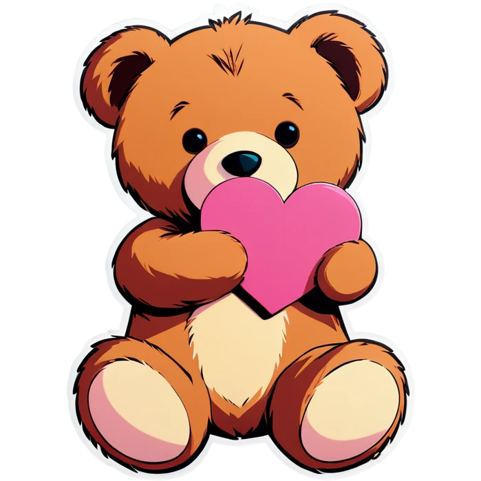 teddy bear holding a pink heart emoji