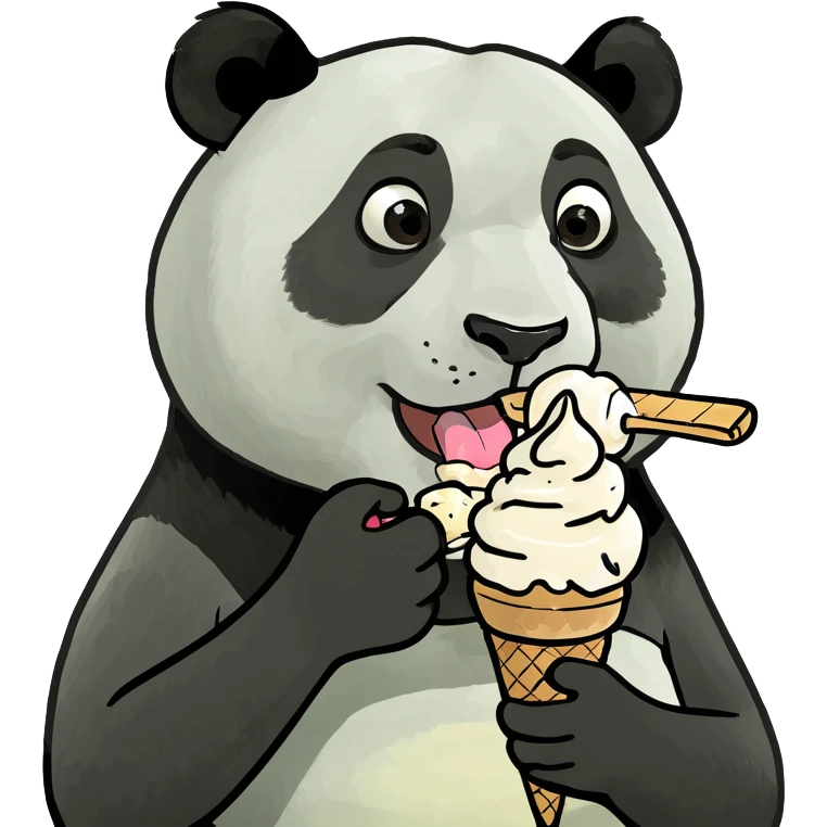 Panda eating ice cream emoji