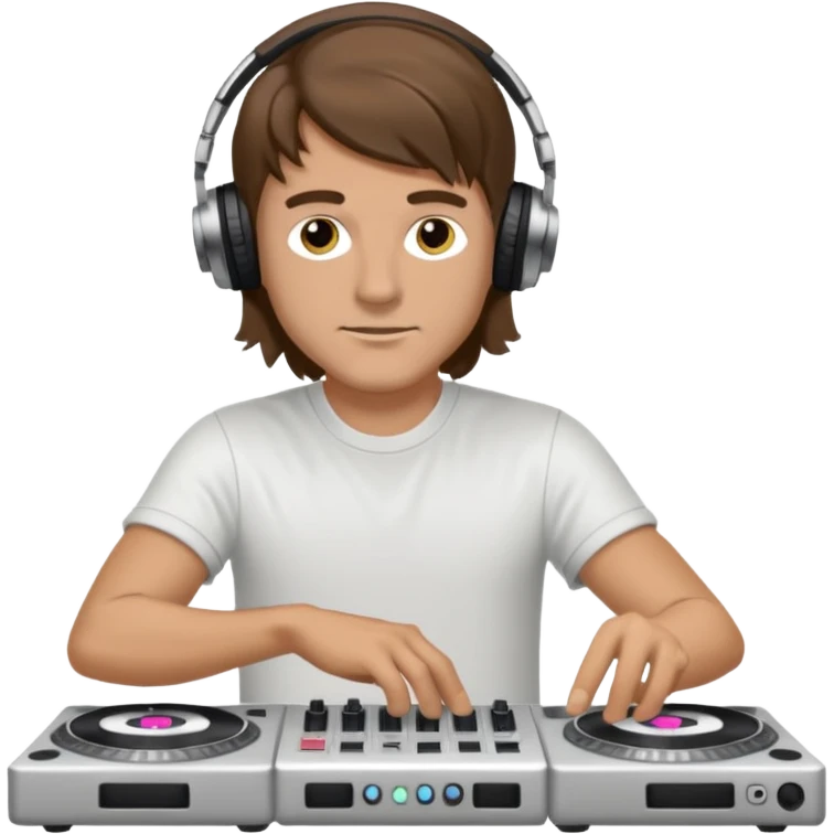 guy with a mullet on dj decks he is white and has brown hair emoji