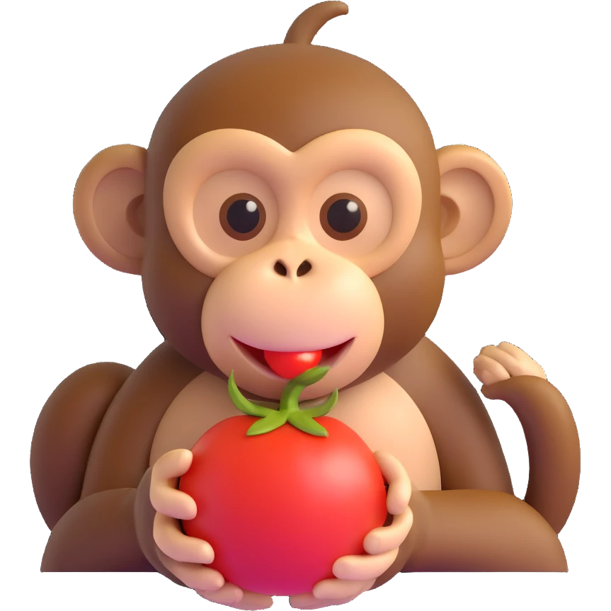 monkey eating tomato emoji
