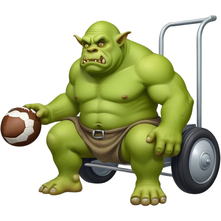huge ogre on the toiler and football cart emoji