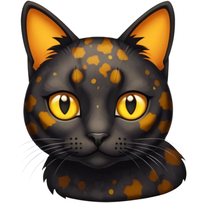 Tourtish black cat with yellow eyes emoji
