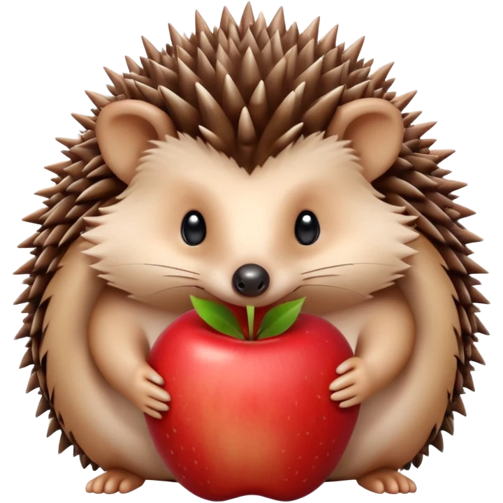 a sitting hedgehog with an apple emoji