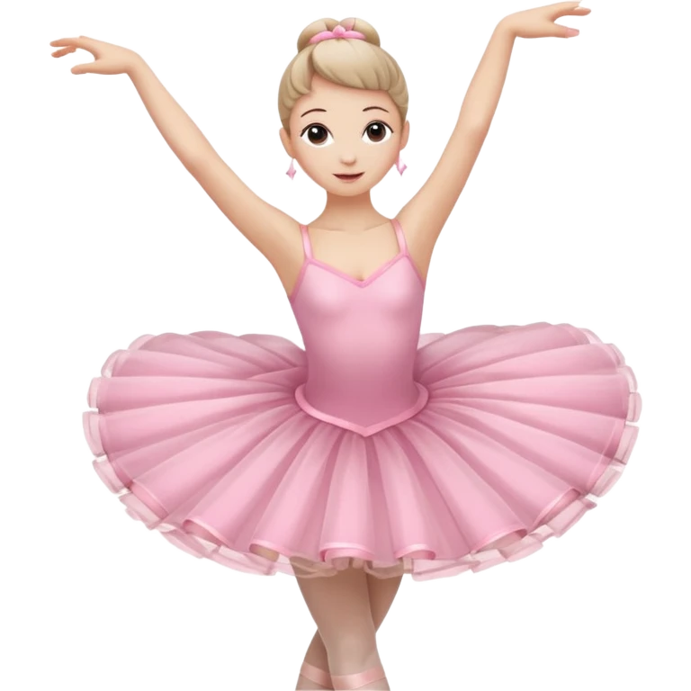A graceful ballerina in a pink tutu, spinning lightly with arms curved elegantly.
 emoji
