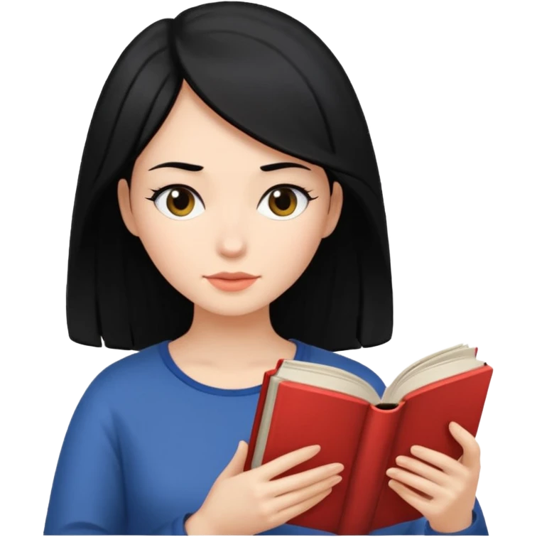 검정머리에 책읽고있는 여자. 해줘. 그리고 그 책으로 얼굴 반은 가린듯한 emoji