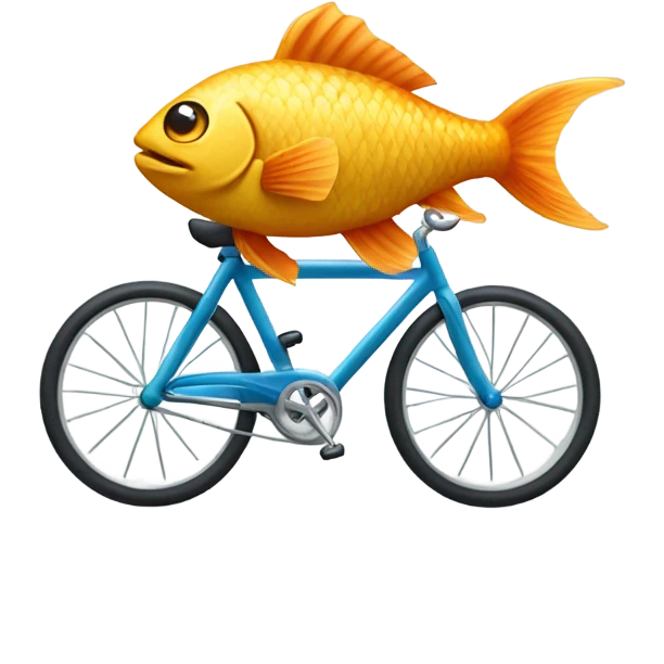 Fish riding a bike emoji