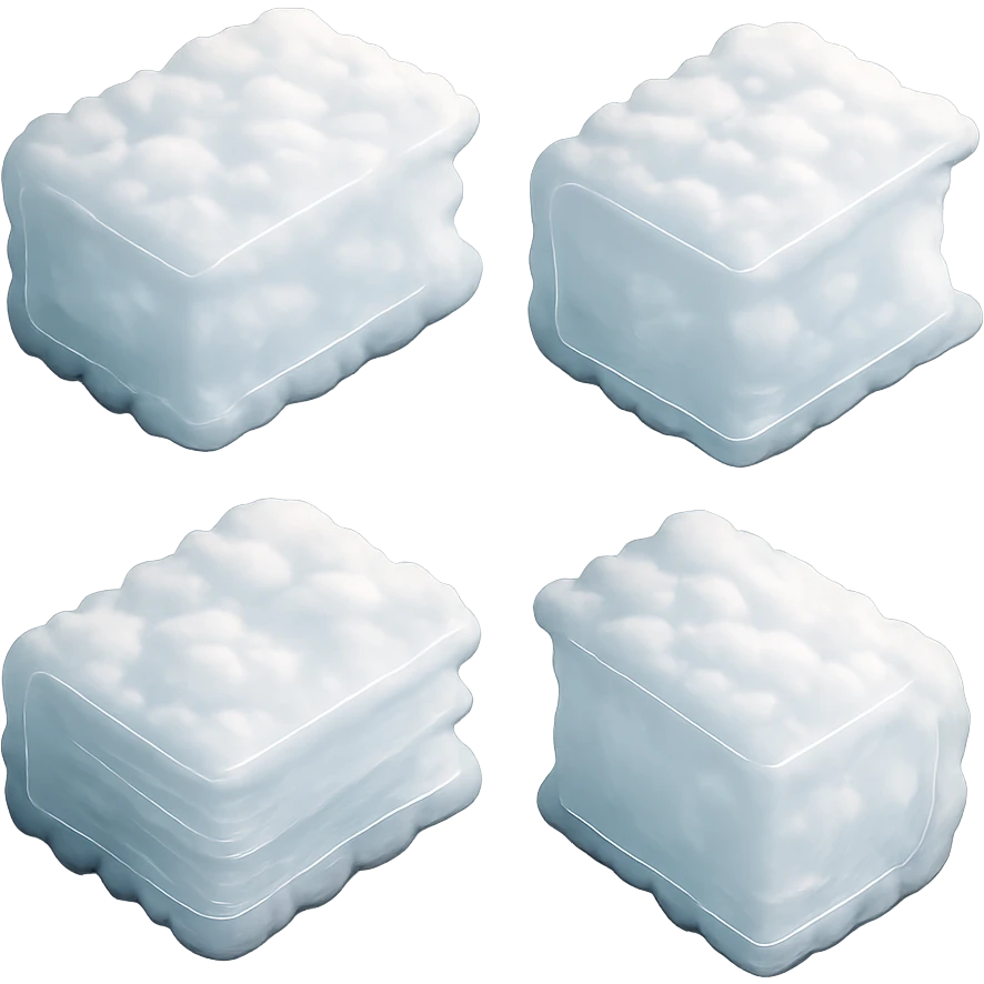 thick book top view, fully made of small fluffy clouds, very bright white color, matte glass style, no background emoji