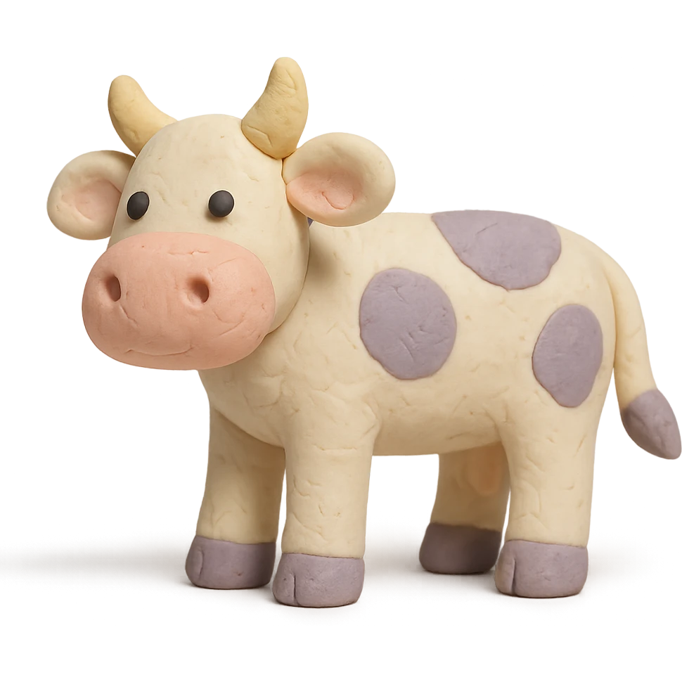 claymation style cow, pastel colors, no background emoji